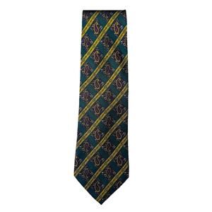 Pierre Balmain Paris Paisley Green Mens Silk Tie 3.75 x 62 in. Designer Classic
